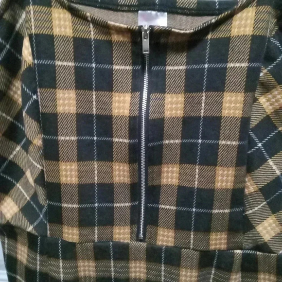 Plaid Black Orange Dress Mini 3XL Adjustable Straps Zipper Stretchy 4/$15 - Picture 3 of 5